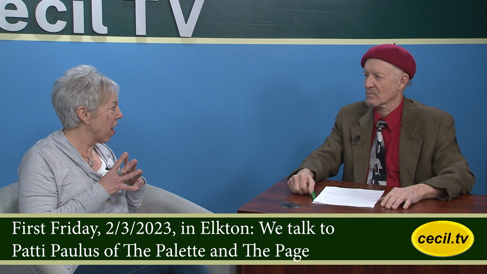 First Friday, 2/3/2023, in Elkton: We talk to Patti Paulus of The Palette and The Page