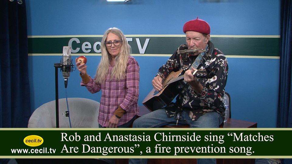 Rob and Anastasia Chirnside sing “Matches Are Dangerous”, a fire prevention song.